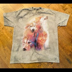 The Mountain Medicine Woman Shirt Men’s Size XL Tie Dye Wolf Native American